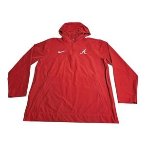 Nike Alabama Crimson Tide 1/4 Zip Hooded Coaches Jacket Mens Large Red DV6754